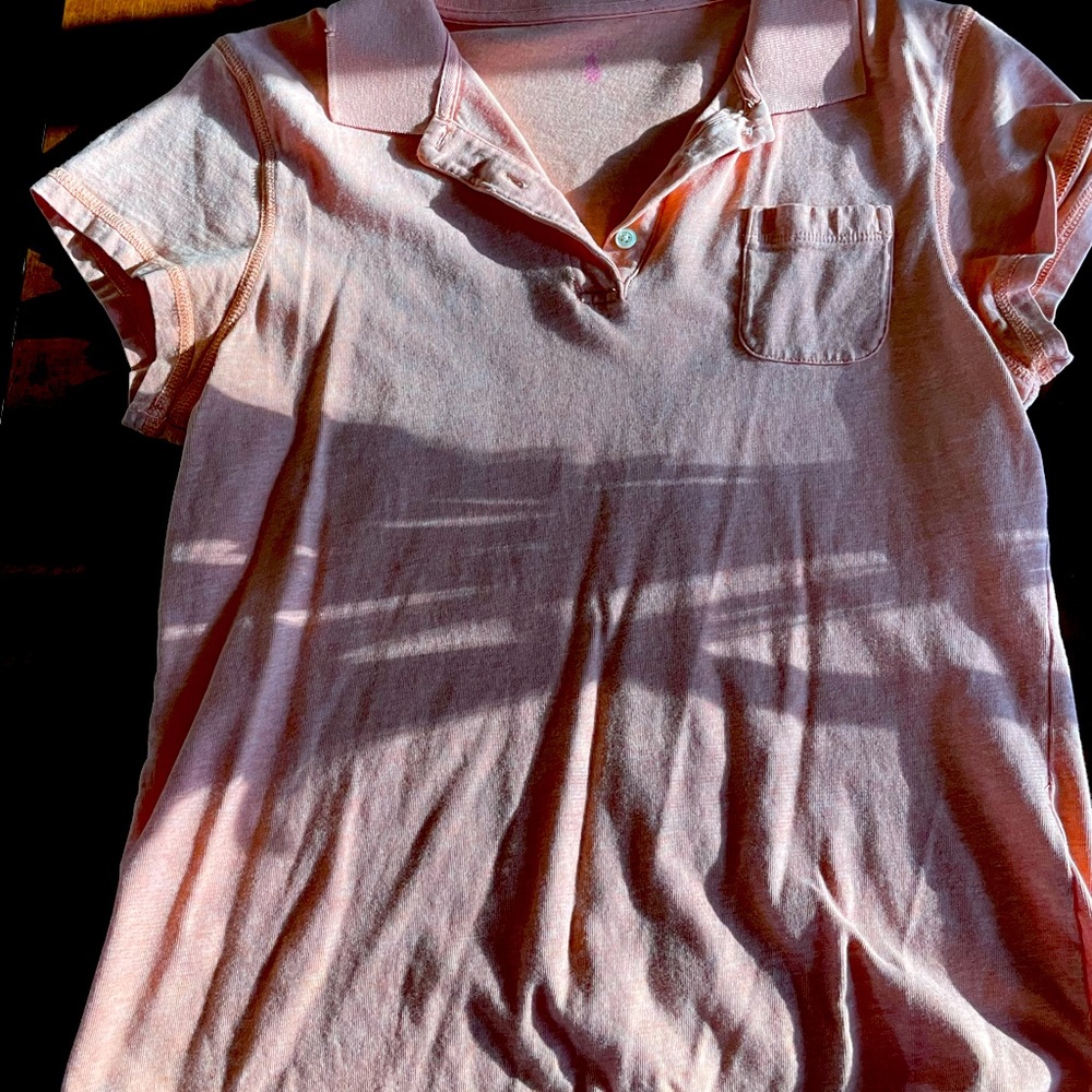 J Crew collared polo shirt light weight for summer cotton light peach